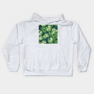 variegated monstera pattern Kids Hoodie